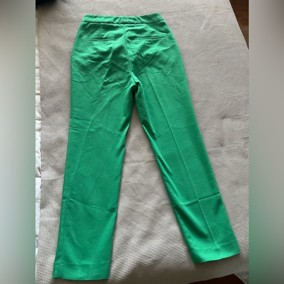ZARA New Woman Bottle Green Buttoned Straight Leg Pants - Picture 6 of 7